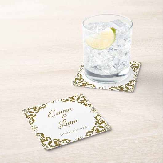 Rustic Mexican Wedding Paper Coasters スクエアペーパーコースター (インサイチュ)