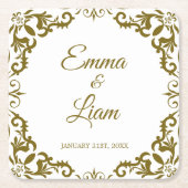 Rustic Mexican Wedding Paper Coasters スクエアペーパーコースター (正面)