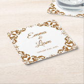 Rustic Mexican Wedding Paper Coasters スクエアペーパーコースター (アングル)