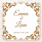 Rustic Mexican Wedding Paper Coasters スクエアペーパーコースター (正面)