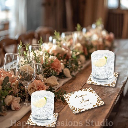 Rustic Mexican Wedding Paper Coasters スクエアペーパーコースター