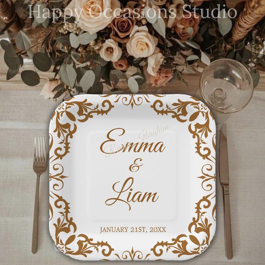 Rustic Mexican Wedding Paper Plates – Papel Picado ペーパープレート