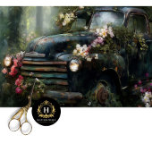 Rustic Midnight Floral Truck Decoupage 薄葉紙