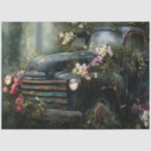 Rustic Midnight Floral Truck Decoupage 薄葉紙 (正面)