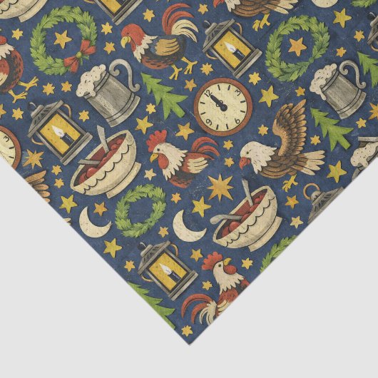 Rustic Midnight Revelry Folk Pattern 薄葉紙 (詳細)