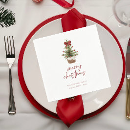 Rustic Mini Christmas Tree Holiday Party Napkins スタンダードカクテルナプキン