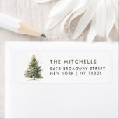 Rustic Minimal Christmas Pine Tree Return Address ラベル (インサイチュ)