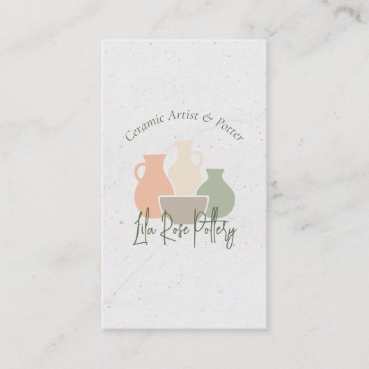 Rustic Minimal Pottery Photo Collage Business Card 名刺 (正面)