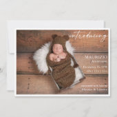 Rustic Minimalist Baby Photo Announcement Card 招待状 (正面)