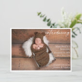 Rustic Minimalist Baby Photo Announcement Card 招待状 (スタンド正面)