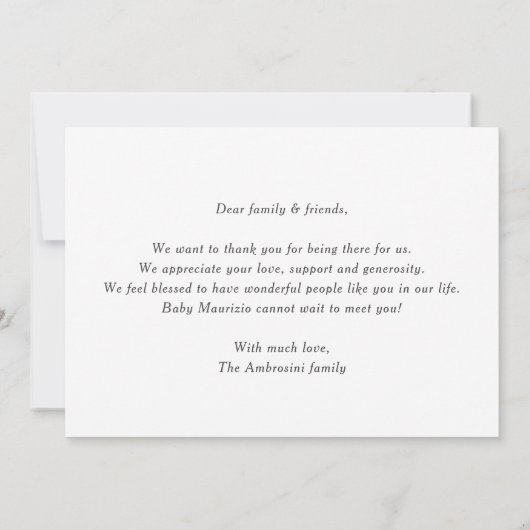 Rustic Minimalist Baby Photo Announcement Card 招待状 (裏面)