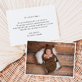 Rustic Minimalist Baby Photo Announcement Card 招待状