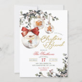 Rustic Minimalist Baubles Christmas Brunch 招待状 (正面)