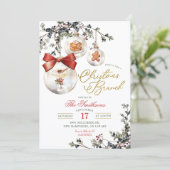 Rustic Minimalist Baubles Christmas Brunch 招待状 (スタンド正面)