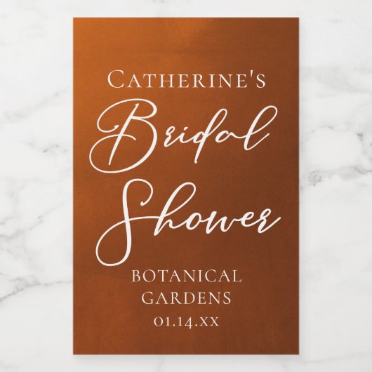 Rustic Minimalist Bridal Shower Personalized Mini ワインラベル (シングルラベル)