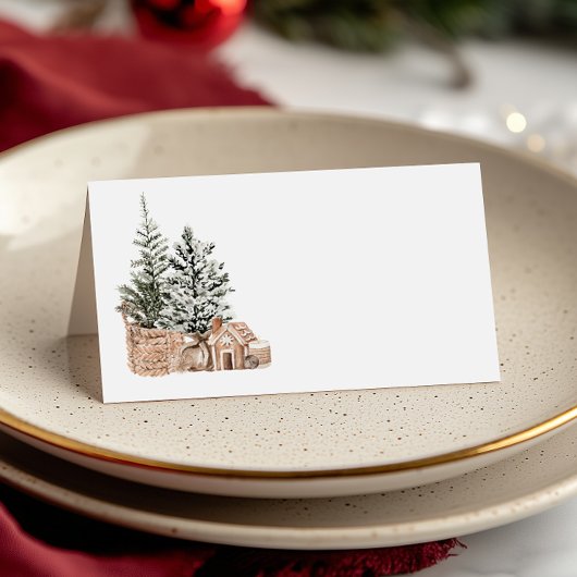 Rustic Minimalist Christmas Trees プレイスカード