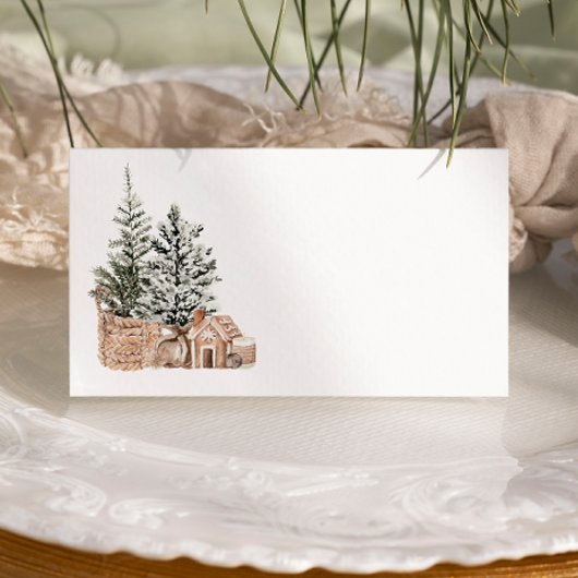 Rustic Minimalist Christmas Trees プレイスカード