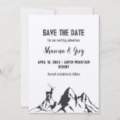 Rustic Minimalist Mountain Peak Elk Save the Date 招待状 (正面)