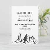 Rustic Minimalist Mountain Peak Elk Save the Date  招待状 (スタンド正面)