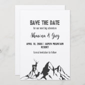 Rustic Minimalist Mountain Peak Elk Save the Date  招待状 (正面/裏面)