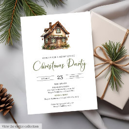 Rustic Minimalist Neutral Earthy Cozy Xmas Party  招待状