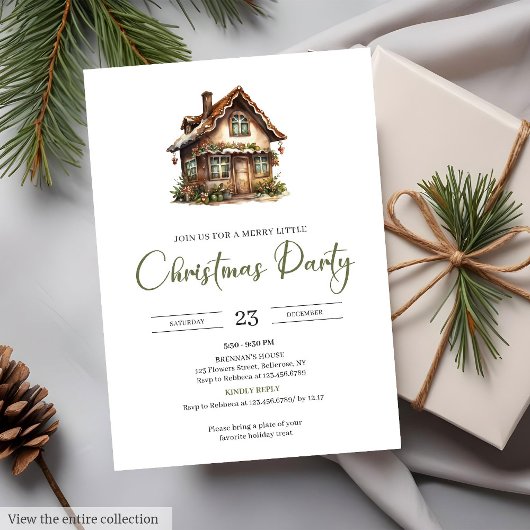 Rustic Minimalist Neutral Earthy Cozy Xmas Party  招待状