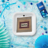 Rustic Minimalist Simplify Word Art Sign ペーパープレート (パーティー)