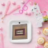 Rustic Minimalist Simplify Word Art Sign ペーパープレート (パーティー)