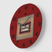 Rustic Minimalist Simplify Word Art Sign ラージ壁時計 (傾斜)