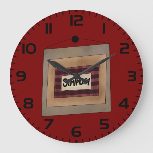 Rustic Minimalist Simplify Word Art Sign ラージ壁時計 (正面)