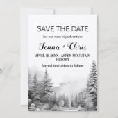 Rustic Minimalist Winter Mountain Save the Date 招待状 (正面)