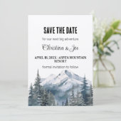 Rustic Minimalist Winter Mountain Save the Date  招待状 (スタンド正面)