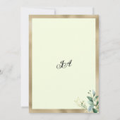 Rustic mint gold eucalyptus leaves Table Numbers 招待状 (裏面)