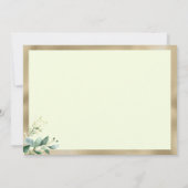 Rustic mint gold eucalyptus olive leaves RSVP 招待状 (裏面)