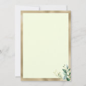 Rustic mint gold eucalyptus olive leaves Wedding 招待状 (裏面)