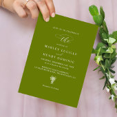 Rustic Modern Bright Olive Green Wedding 招待状