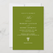 Rustic Modern Bright Olive Green Wedding 招待状 (正面)