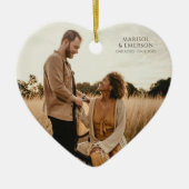 Rustic Modern Engagement Photo Heart Keepsake  セラミックオーナメント (正面)