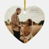 Rustic Modern Engagement Photo Heart Keepsake セラミックオーナメント (正面)