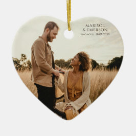Rustic Modern Engagement Photo Heart Keepsake  セラミックオーナメント