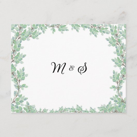 Rustic Modern Eucalyptus Greenery Wedding エンクロージャーカード (裏面)