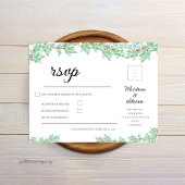 Rustic Modern Eucalyptus Greenery Wedding 出欠カード