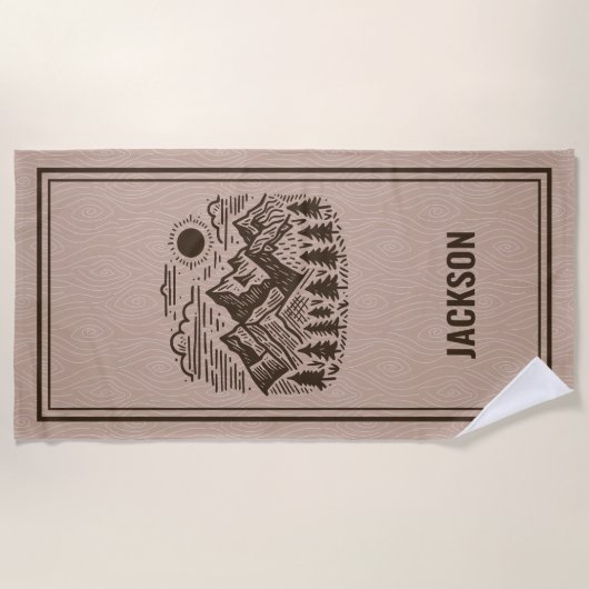 Rustic Modern Mountain Custom Beach Towel ビーチタオル (正面)