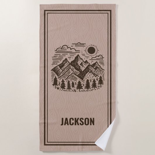 Rustic Modern Mountain Custom Beach Towel ビーチタオル (正面)