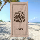 Rustic Modern Mountain Custom Beach Towel ビーチタオル