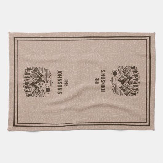 Rustic Modern Mountains Custom キッチンタオル (横)