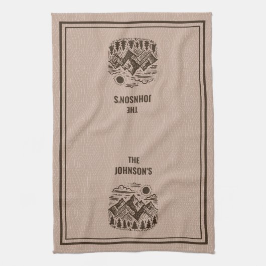 Rustic Modern Mountains Custom キッチンタオル (縦)