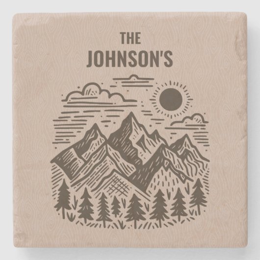 Rustic Modern Mountains Custom ストーンコースター (正面)