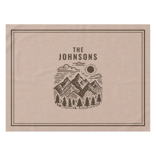 Rustic Modern Mountains Custom テーブルクロス (正面(横))
