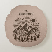Rustic Modern Mountains Custom ラウンドクッション (正面)